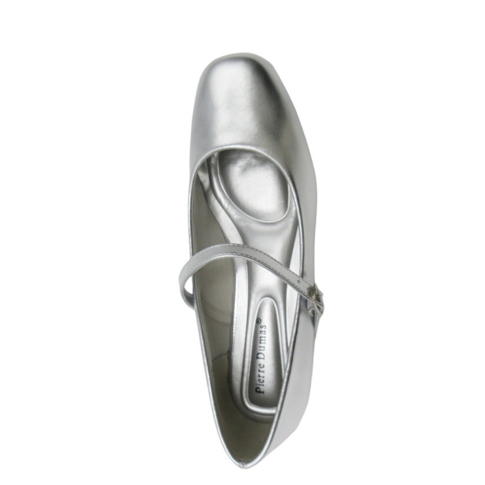 Pierre Dumas Silver Mary Jane Flats - Picture 3 of 7